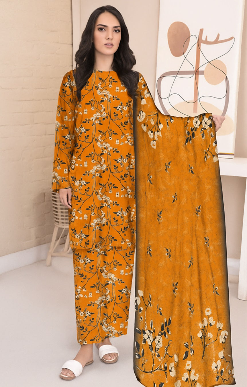 Linen 3 Piece Unstitched Printed Suit for Women