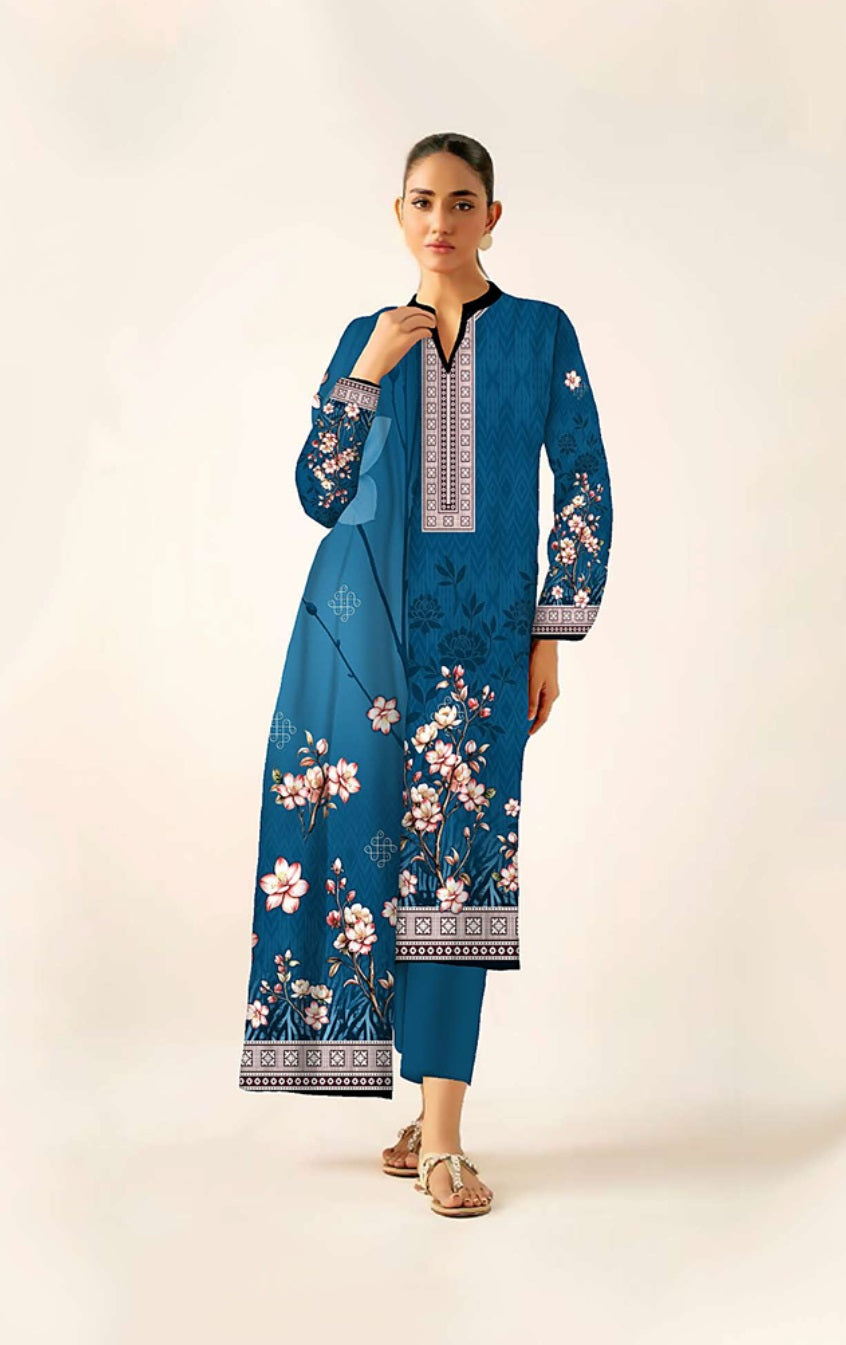 Khaddar 3 Piece Unstitched Printed Suit for Women