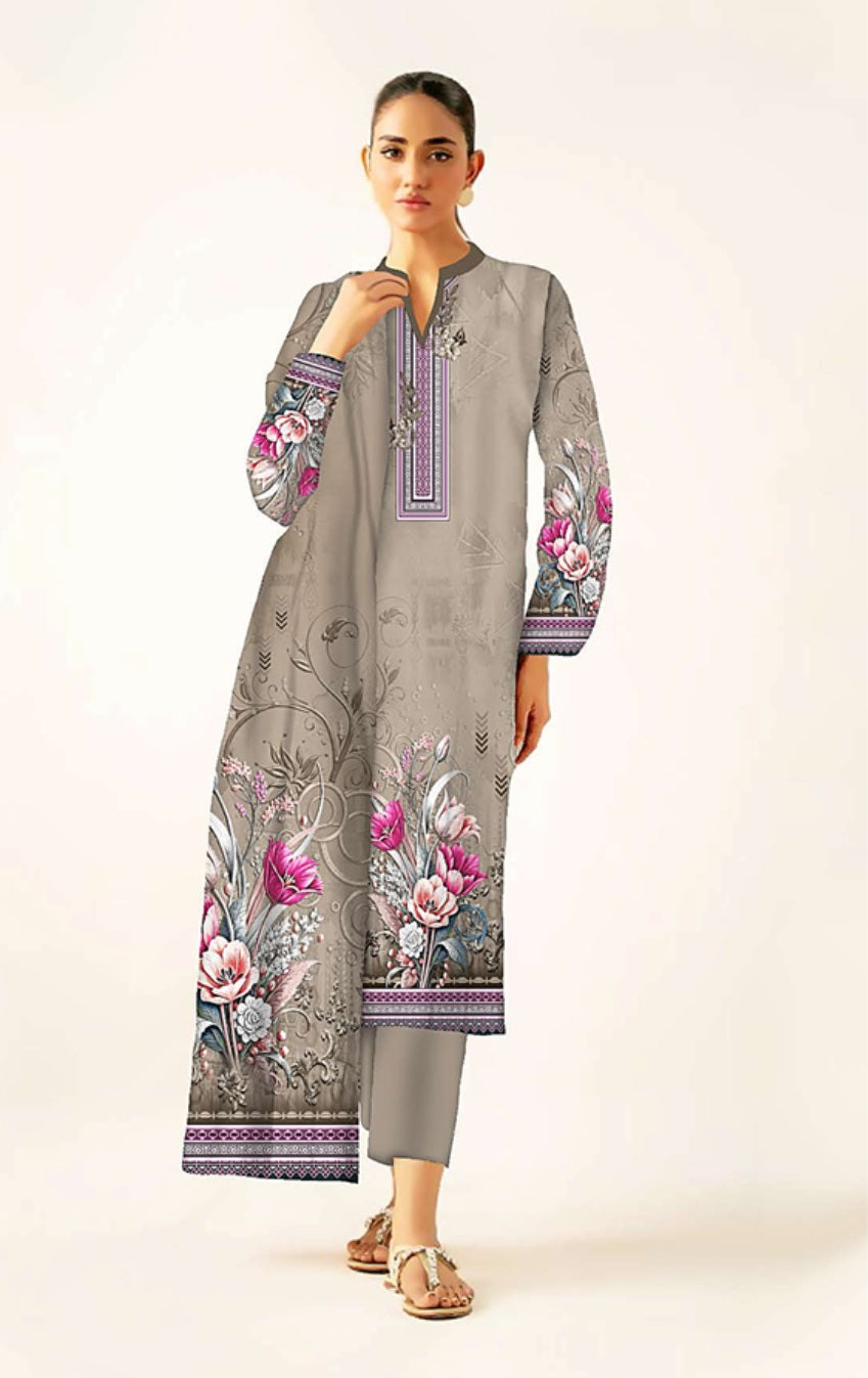 Khaddar 3 Piece Unstitched Printed Suit for Women