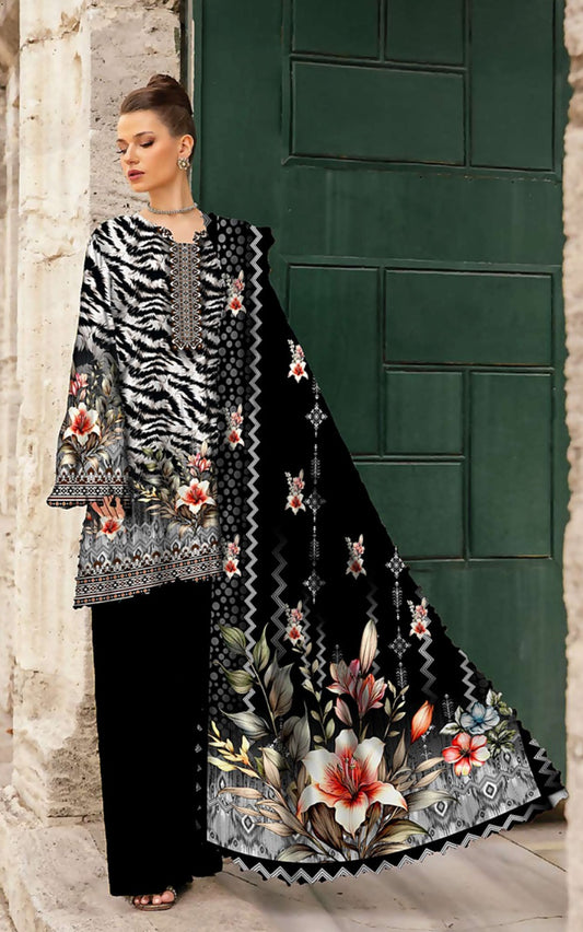 Khaddar 3 Piece Unstitched Printed Suit for Women